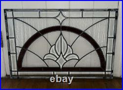 VINTAGE STAINED LEADED BEVELED GLASS WINDOW, 1960s NO CRACKS