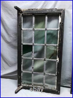 VTG Steel 16 Lite Leaded Stained-Glass 20x37 Tutor Casement Window Old 1359-24B
