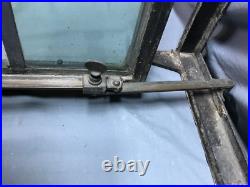 VTG Steel 16 Lite Leaded Stained-Glass 20x37 Tutor Casement Window Old 1359-24B