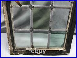VTG Steel 16 Lite Leaded Stained-Glass 20x37 Tutor Casement Window Old 1359-24B