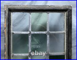 VTG Steel 16 Lite Leaded Stained-Glass 20x37 Tutor Casement Window Old 1359-24B