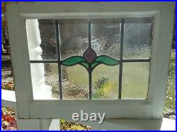 V-9-251 Lovely Older Multi-Color English Leaded Stain Glass Window 21 X 16 1/4