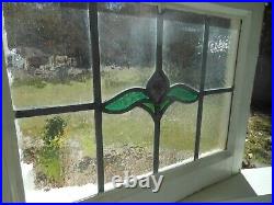 V-9-251 Lovely Older Multi-Color English Leaded Stain Glass Window 21 X 16 1/4