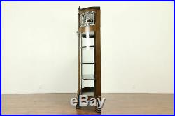 Victorian Antique Oak Curved, Leaded Glass China Curio Display Cabinet #31951