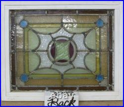 Victorian English Leaded Stained Glass Window 19.5 X 16.25