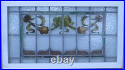 Victorian Hand Painted English Leaded Stained Glass Window 32 X 18 Victorian Hand Painted English Leaded Stained Glass Window 32 X 18
