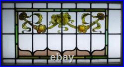 Victorian Hand Painted English Leaded Stained Glass Window 32 X 18 Victorian Hand Painted English Leaded Stained Glass Window 32 X 18