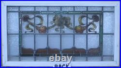 Victorian Hand Painted English Leaded Stained Glass Window 32 X 18 Victorian Hand Painted English Leaded Stained Glass Window 32 X 18