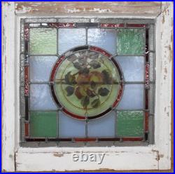 Victorian Hand Painted Fruit English Leaded Stained Glass Window 20.75 X 20.5