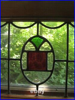 Victorian LEADED STAINED GLASS WINDOW nice design 18 x 14
