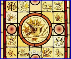 Victorian Leaded STAINED GLASS Window Animals & Flowers We Ship Worldwide