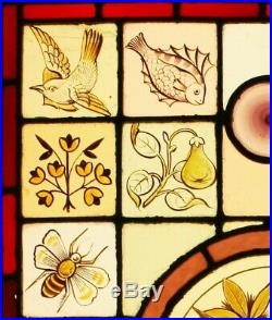 Victorian Leaded STAINED GLASS Window Animals & Flowers We Ship Worldwide