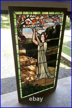 Victorian Leaded Stained Glass Window With Drapery And Layered Glass
