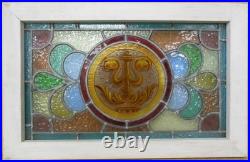 Victorian Midsize Old English Leaded Stained Glass Window 23.5 X 15.25