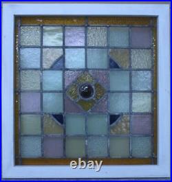 Victorian Old English Leaded Stained Glass Window Geometric 22 X 22 3/4