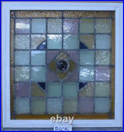 Victorian Old English Leaded Stained Glass Window Geometric 22 X 22 3/4