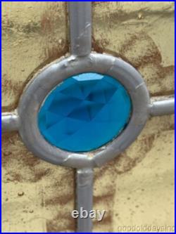 Victorian Style Stained Leaded Glass Window with Jewels 53 x 46