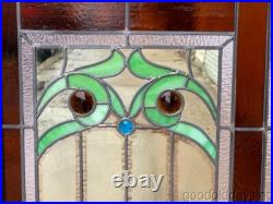 Victorian Style Stained Leaded Glass Window with Jewels 53 x 46
