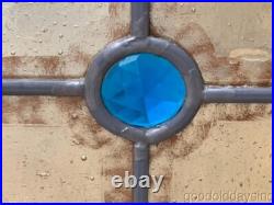 Victorian Style Stained Leaded Glass Window with Jewels 53 x 46