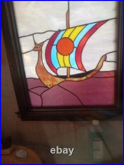 Viking Ship Stained Glass Window