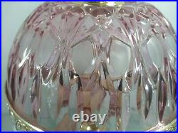 Vintage 17' Michelotti Cranberry Lead Crystal Glass Prism Boudoir Table Lamp