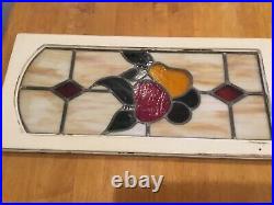 Vintage/Antique stained glass window cabinet door 27 by13 inches ex condition