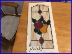 Vintage/Antique stained glass window cabinet door 27 by13 inches ex condition