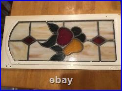 Vintage/Antique stained glass window cabinet door 27 by13 inches ex condition