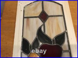 Vintage/Antique stained glass window cabinet door 27 by13 inches ex condition