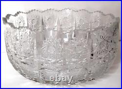 Vintage Bohemian Czech Crystal 8 1/4 Bowl Hand Cut Queen Lace 24% Lead Glass