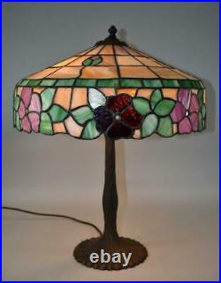 Vintage Chicago Mosaic Leaded Glass Table Lamp