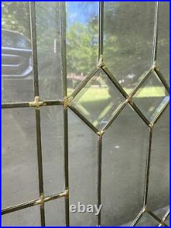 Vintage ClearVue Leaded Glass Door Insert Replacement Panel Brass 64x22 Window