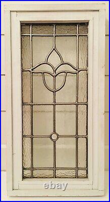 Vintage Clear Textured Leaded Glass Window Panel Architectural Salvage