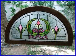 Vintage Early Century Arched Leaded STAINED GLASS WINDOW Arts & Crafts, Nouveau