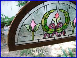 Vintage Early Century Arched Leaded STAINED GLASS WINDOW Arts & Crafts, Nouveau