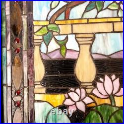 Vintage Hand Crafted TIFFANY Style LOVE BIRD Parrots Stained Glass Panel Window