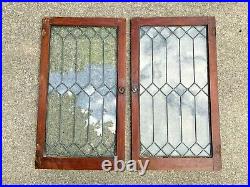 Vintage Lead Glass Cabinet Windows 39x22x1 13lbs A Piece Wall Decor