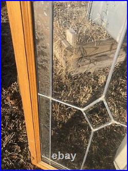Vintage Leaded Glass Cabinet Door Or Window 15.5x32.5 without Frame. 18.5x36 wit