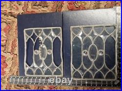 Vintage Leaded Glass Panel Pair Clear Gothic Bullseye Salvage Windows 1920s-40s