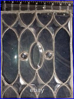 Vintage Leaded Glass Panel Pair Clear Gothic Bullseye Salvage Windows 1920s-40s