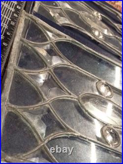 Vintage Leaded Glass Panel Pair Clear Gothic Bullseye Salvage Windows 1920s-40s