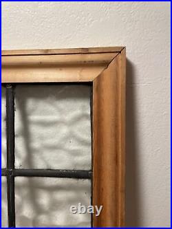 Vintage Leaded Stained Glass Window 38.5x24 Wood Frame