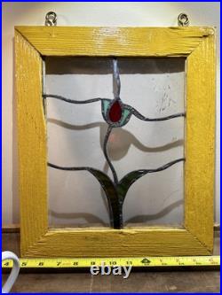 Vintage Leaded Stained Glass Window Pane Panel Transom 12x15.5 Vintage Leaded Stained Glass Window Pane Panel Transom 12x15.5