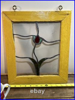 Vintage Leaded Stained Glass Window Pane Panel Transom 12x15.5 Vintage Leaded Stained Glass Window Pane Panel Transom 12x15.5
