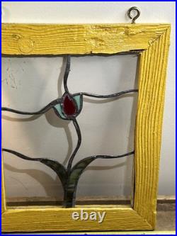 Vintage Leaded Stained Glass Window Pane Panel Transom 12x15.5 Vintage Leaded Stained Glass Window Pane Panel Transom 12x15.5