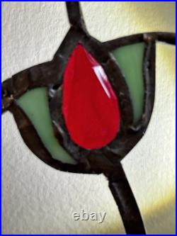 Vintage Leaded Stained Glass Window Pane Panel Transom 12x15.5 Vintage Leaded Stained Glass Window Pane Panel Transom 12x15.5