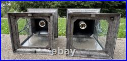 Vintage Pair of Arts & Crafts Style Porch Outdoor Wall Light Leaded Glass Panels Vintage Pair of Arts & Crafts Style Porch Outdoor Wall Light Leaded Glass Panels