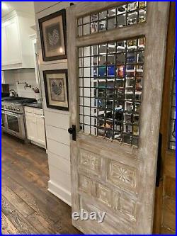 Vintage Pantry Door Leaded Glass with antique Door Knob White