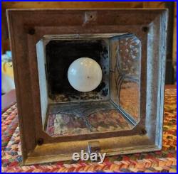 Vintage Porch Outdoor Wall Light w Leaded Glass Panels Cottage Arts & Craft