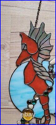 Vintage Rare Colorful Leaded Stained Glass / Seashells Seahorse / Baubles